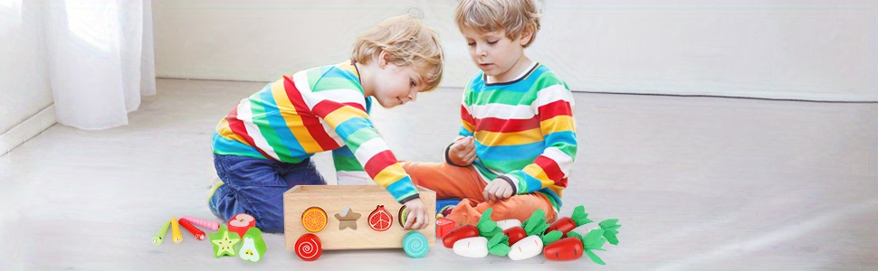 Ensemble de nourriture à découper en bois - Jouets puzzle en bois,Ensemble  alimentaire en bois pour la motricité Fine, jouets d'apprentissage  Montessori pour jeu de rôle, cadeaux d'anniversaire Yideen : : Jeux