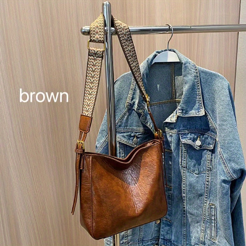 Vintage Crossbody Bag, Retro Pu Leather Shoulder Bag, Women's All