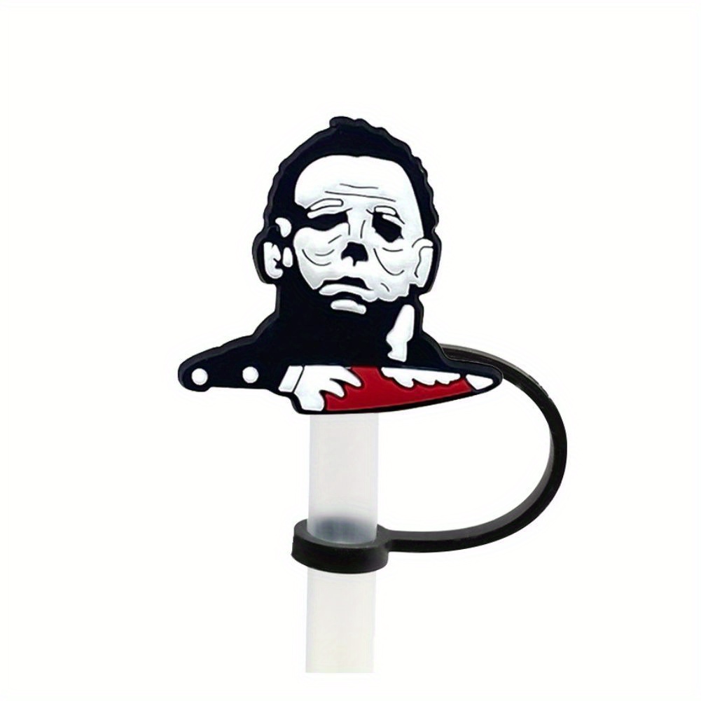 6Pcs Halloween Series Horror Straw Tips Cover Cap Reusable