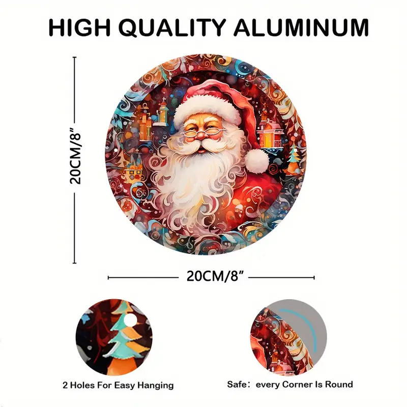 Welcome Christmas Day! Pink Wreath Santa Claus Round Metal - Temu United