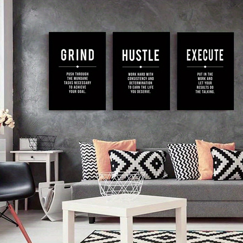 Canvas Poster Modern Art Grind Hustle Success Motivational - Temu