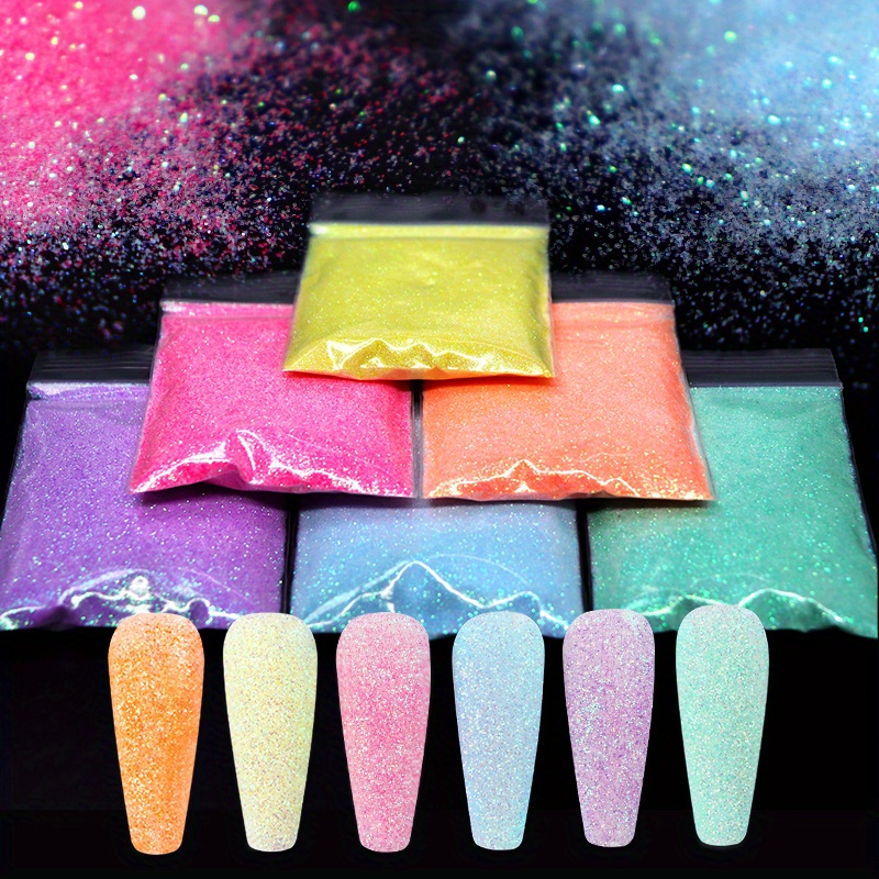 6 Colors Glitter Sugar Sand Neon Powder Set Dazzling - Temu