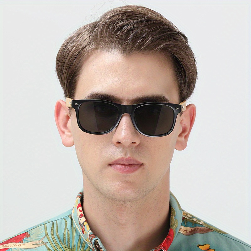 Men's Square Bamboo Sunglasses –