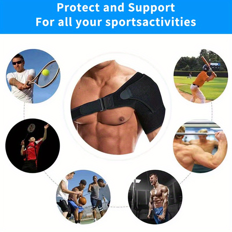  Shoulder Support Brace with Pressure Pad for Men Women,  Adjustable Shoulder Brace for Torn Rotator Cuff, Tendonitis, Dislocation,  AC Joint, Bursitis, Labrum Tear, Pain, Fits Right or Left Shoulder : Health