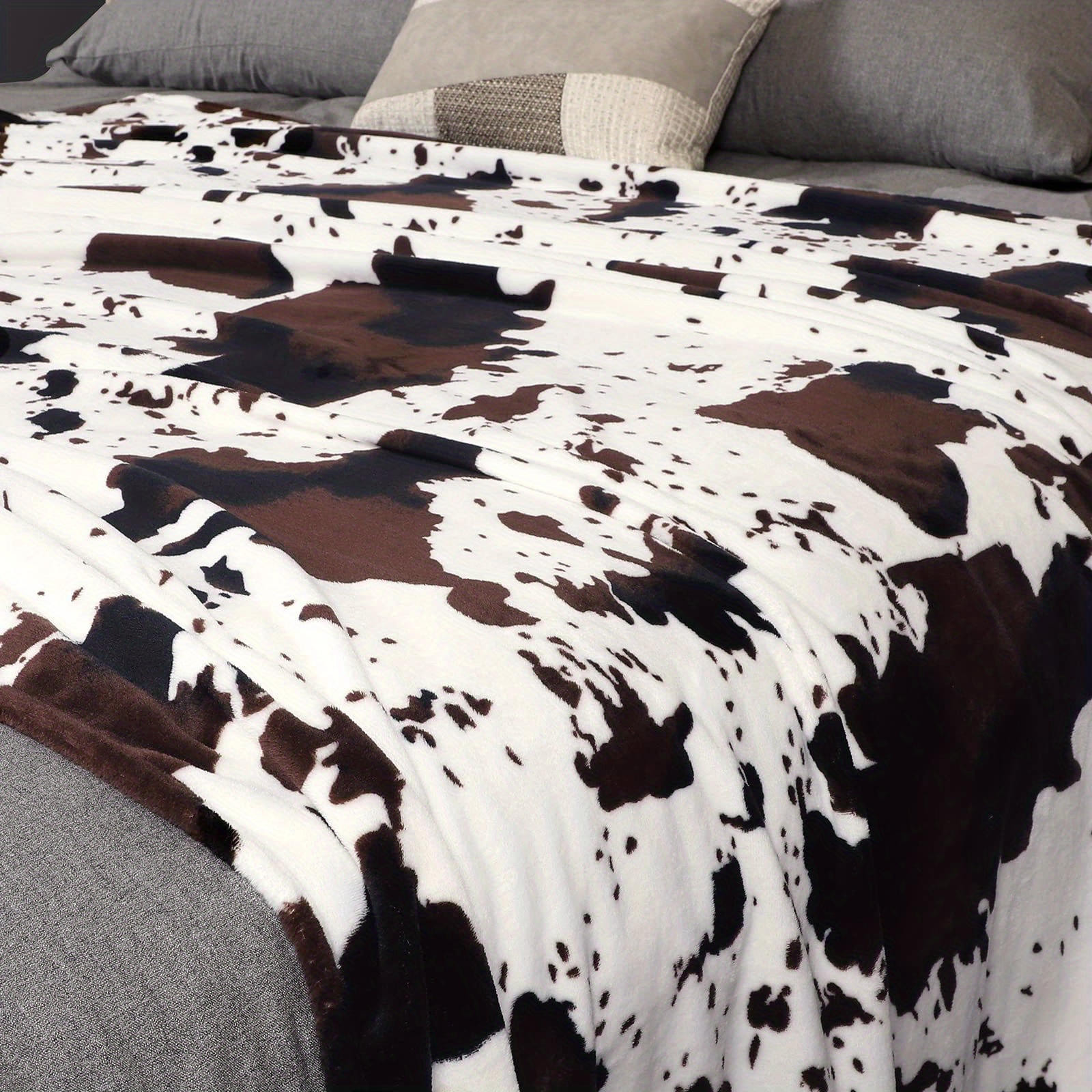 Flannel Cow Print Blanket Ultra Cozy Cow Throw Blanket Temu
