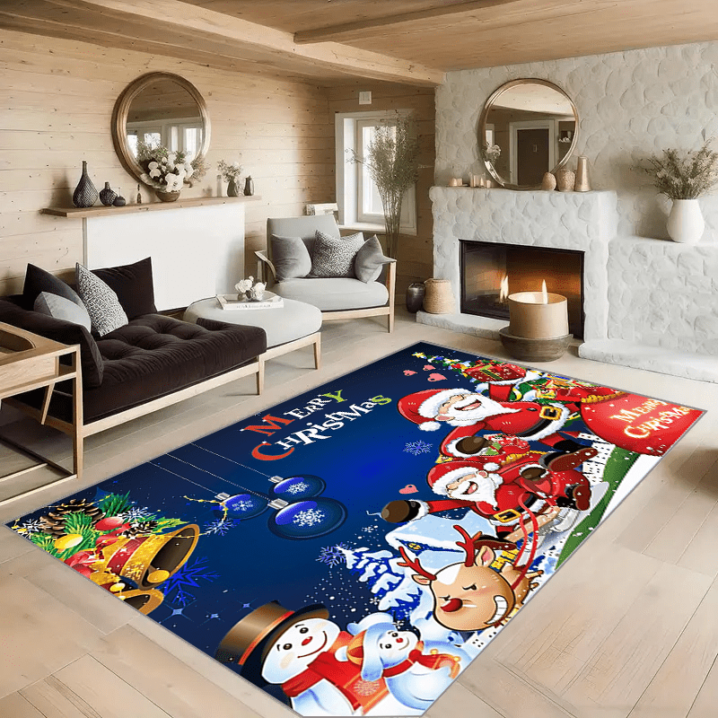  Winter Christmas Kitchen Floor Mats, Cartoon Snowman