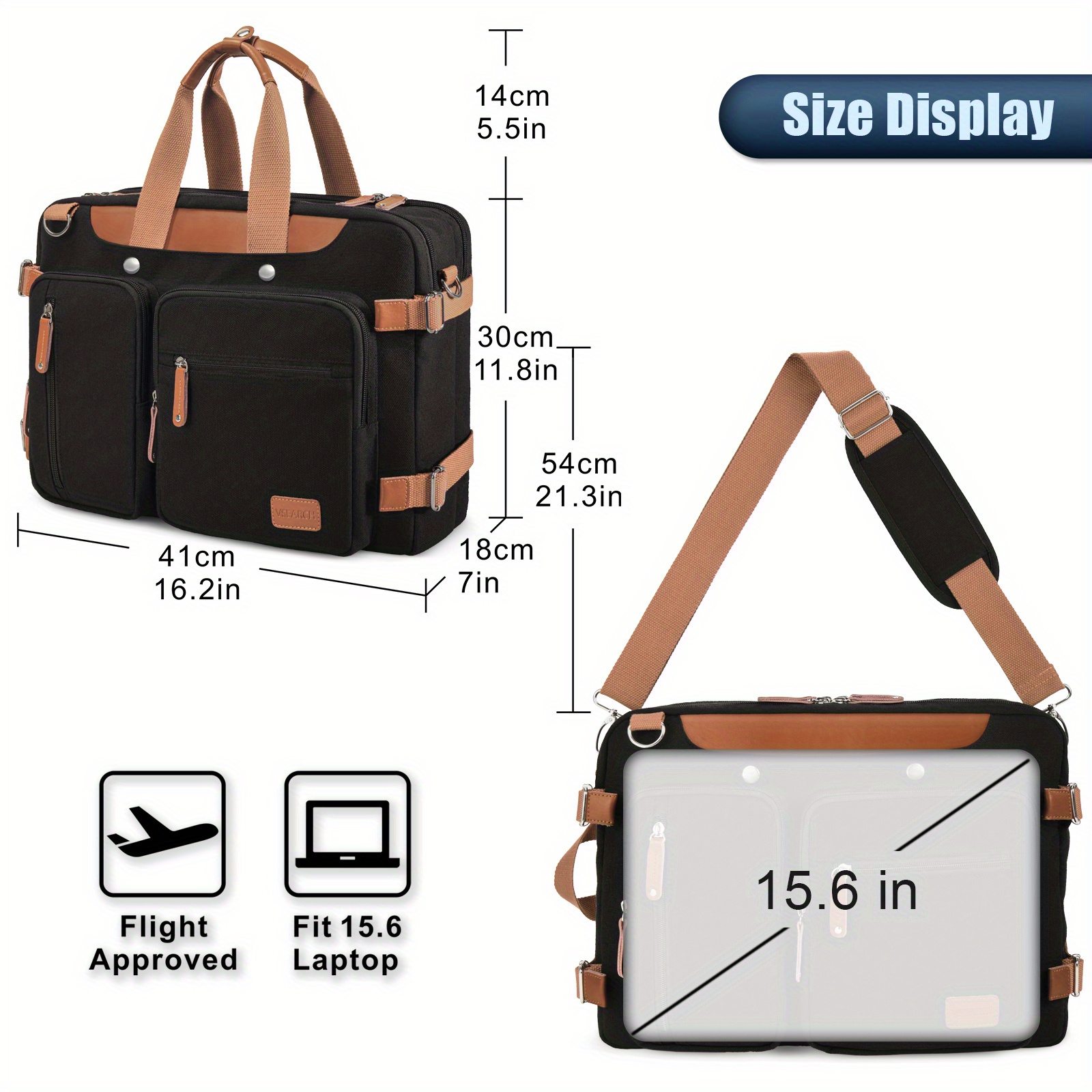 Beschoi Mochila convertible Bolso de hombro para computadora portátil Bolso  de mensajero Maletín de negocios multifuncional