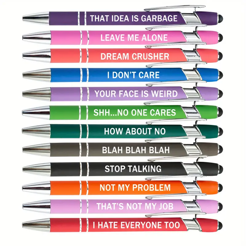 Funny Sarcastic Ballpoint Pens, Office Snarky Touch Screen Stylus