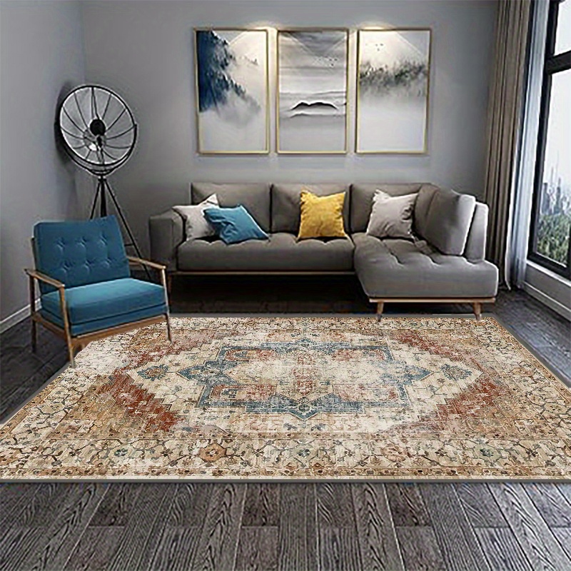 Cuttable Area Rug,Oil Painting Art Non-Slip Bathroom Floor Mat Boho  Abstract Distressed Non-Shedding Living Room Bedroom Dining Home Entrance  Kitchen