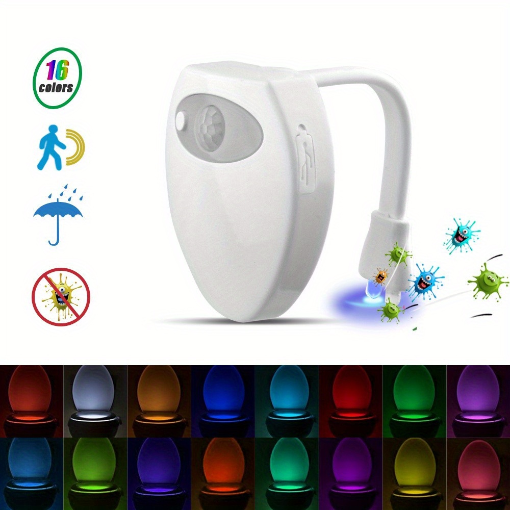 16 Colors Toilet Light Human Motion Sensor Night Light - Temu