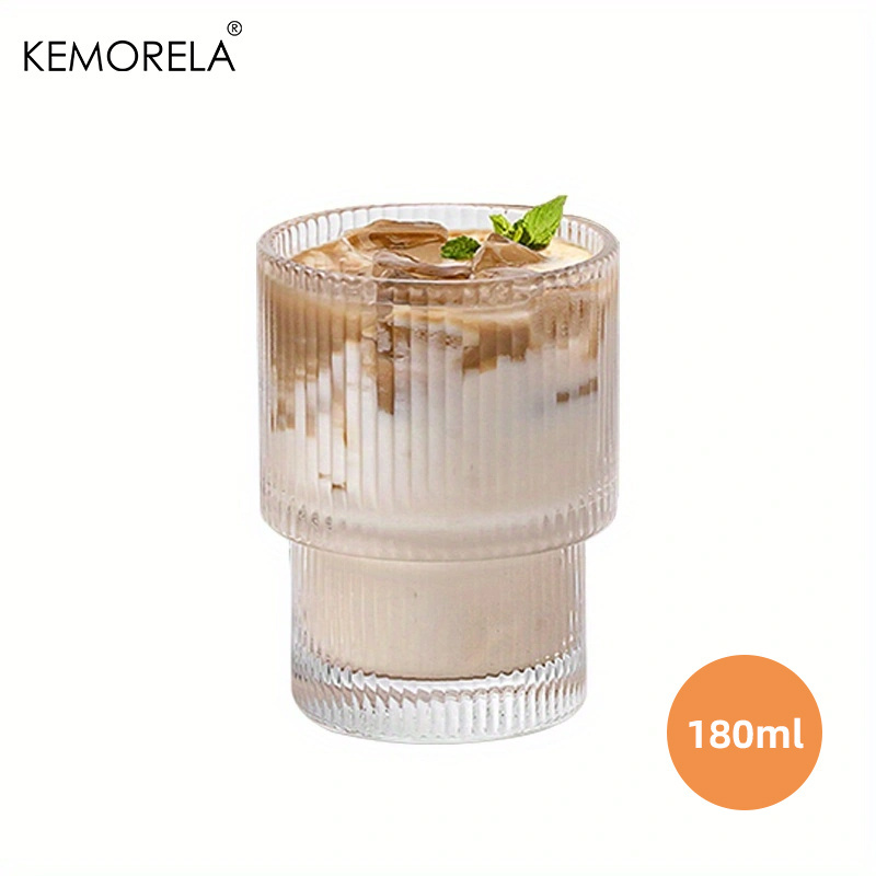 Ribbed Glass Tumbler With Lid And Straw, Origami Style Water Cup, Vintage  Iced Coffee Cup, For Beer, Juice, Milk, Birthday Gifts, Drinkware - Temu  Belgium