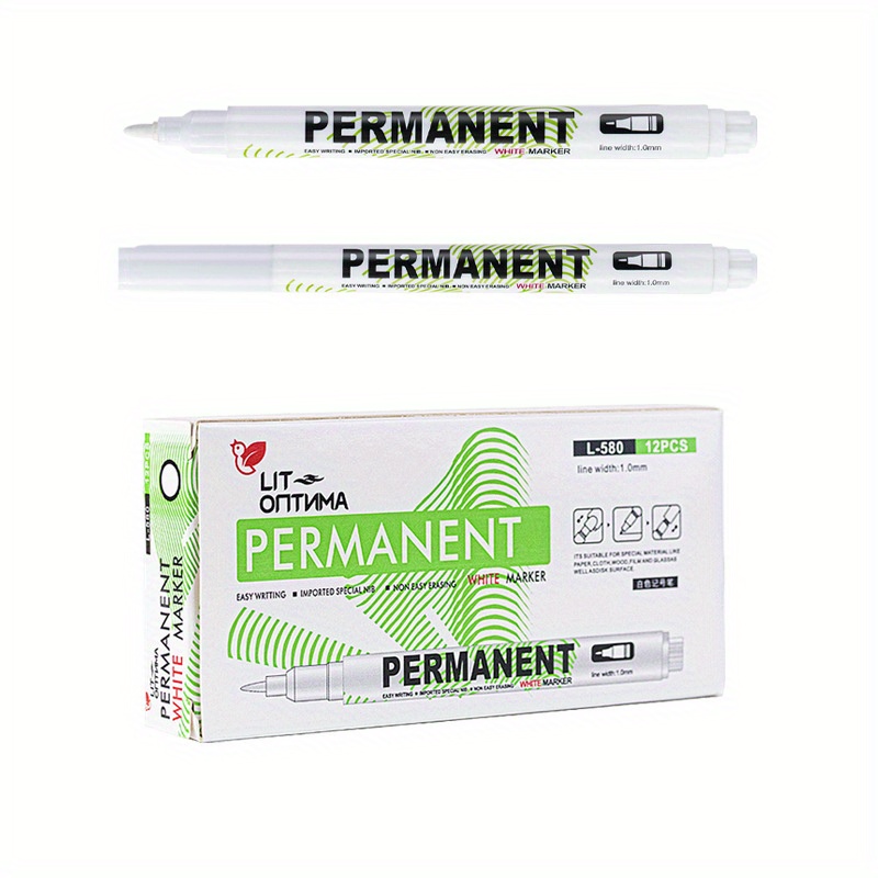 White Marker Pen, Graffiti Pens, Waterproof, Permanent Tire Painting,  Notebook Tyre Tread, Oily Environmental Pen, 12Pcs Box