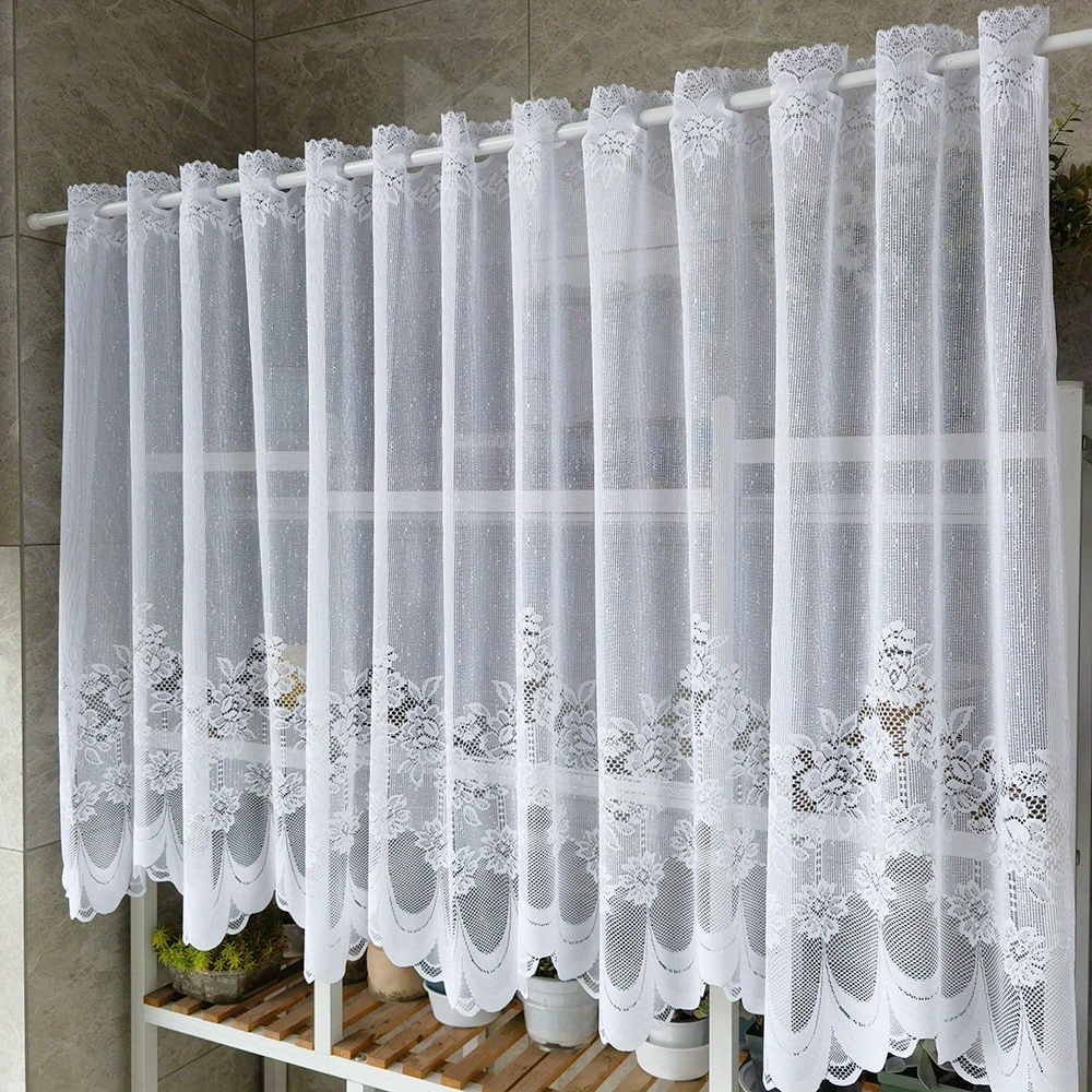 Naievear Fiore Romano Tende Cucina Valance Tulle Pannello Puro