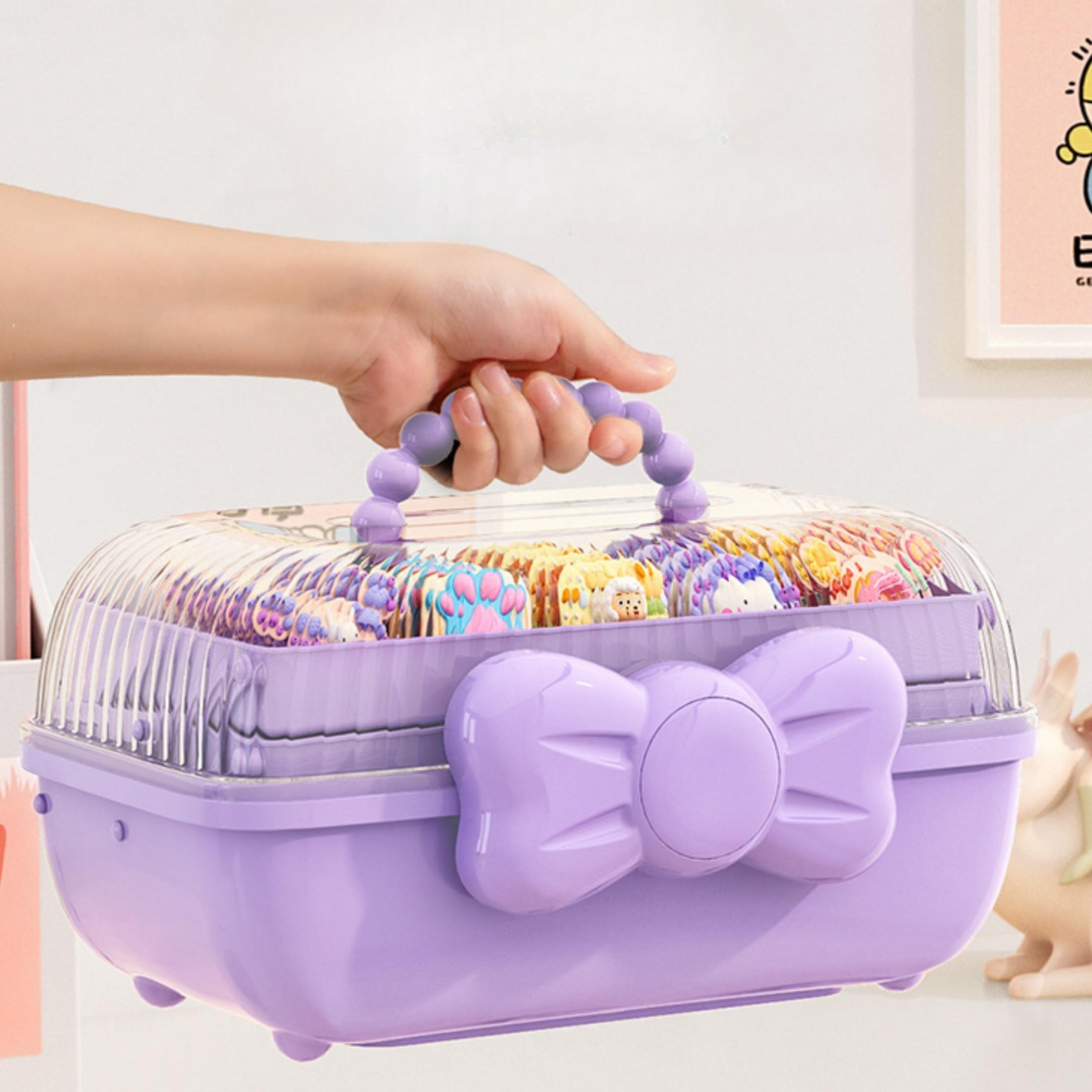 Multi compartment storage box Multifunctional plastic desktop storage box  Mini art storage Jewelry Home office visible drawer - purple 