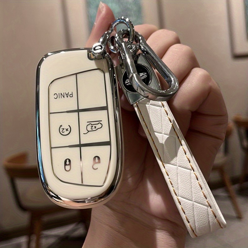 Key Fob Cover With Pu Leather Keychain For Grand Cherokee 200 300 Journey  Smart Key - Temu Bulgaria