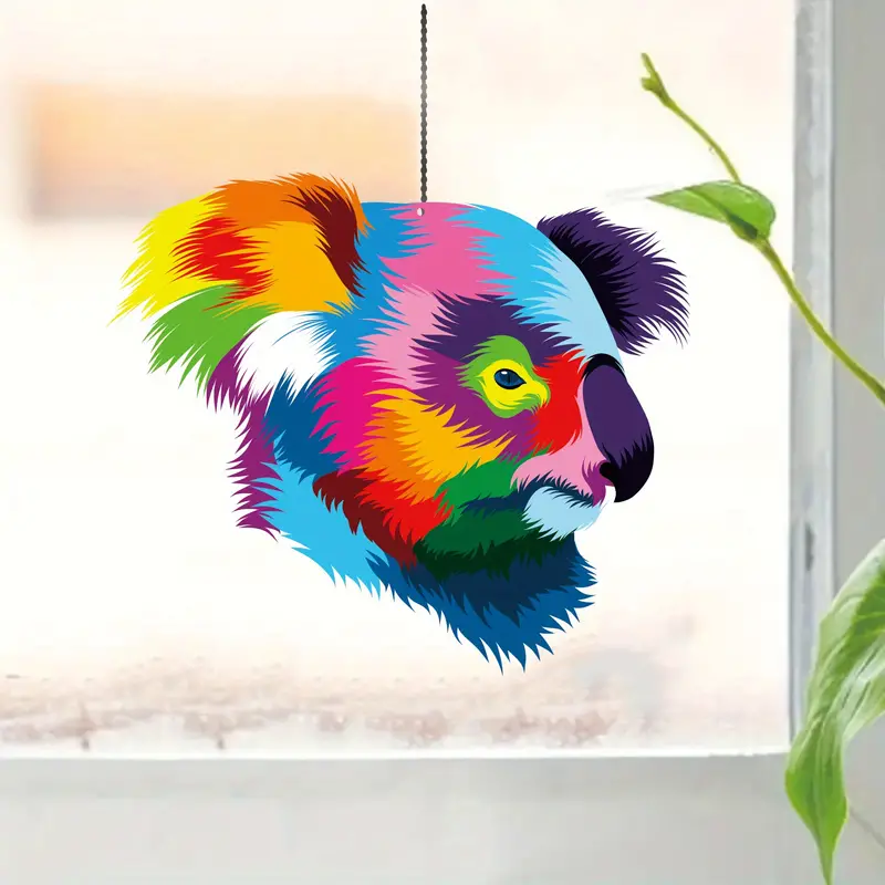 1pc Acrylic Color Craft Art Pendant, Abstract, Colorful Koala, Head,  Decoration, Window Hanging, Car Pendant, Background Wall Decoration,  Signboard De