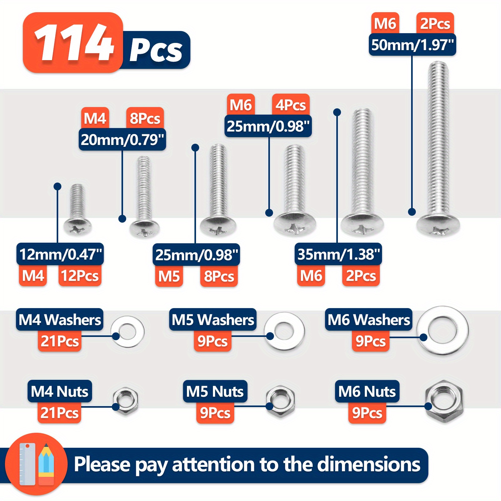 Bolts Nuts Washer Assortment Kit M4 M5 M6 Screws Assortment - Temu ...