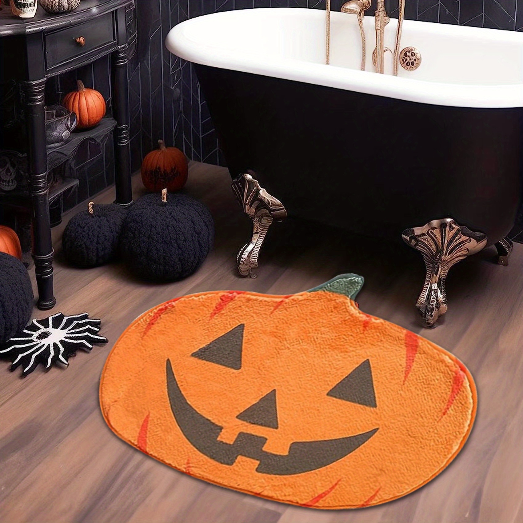 Halloween Bathroom Rug For Kids, Pumpkin Shape Cartoon Cute Bath Mat, Plush  Water Absorbent Bathtub Bathroom Doormats Non-slip Washable Toilet Rug -  Temu