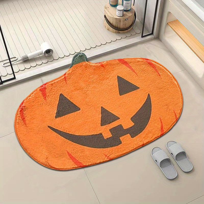 Halloween Bathroom Rug For Kids, Pumpkin Shape Cartoon Cute Bath Mat, Plush  Water Absorbent Bathtub Bathroom Doormats Non-slip Washable Toilet Rug -  Temu