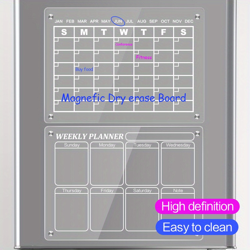Acrylic Magnetic Dry Erase Board For Fridge With 8 - Temu Canada