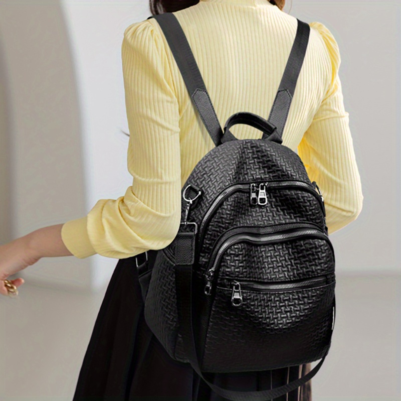 Letter Embossed Backpack Purse, Trendy Faux Leather Daypack, Anti-theft  Schoolbag, Two-way Shoulder Bag - Temu