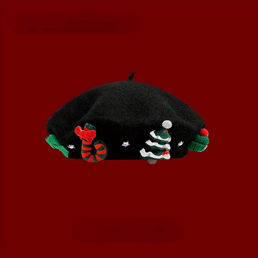 Boinas Navideñas Parche Árbol Navidad Gorros Boina Ligeros - Temu