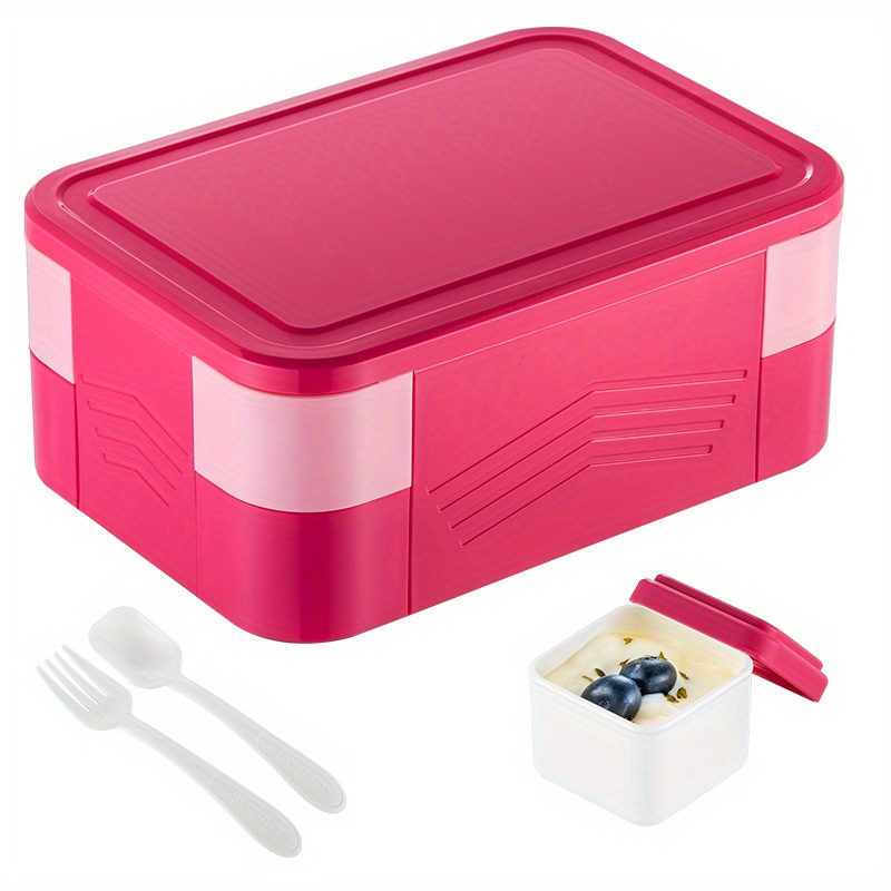 Kinsho Bento Lunch Box Kids & Adult with 6 Compartments Pink 2 pack