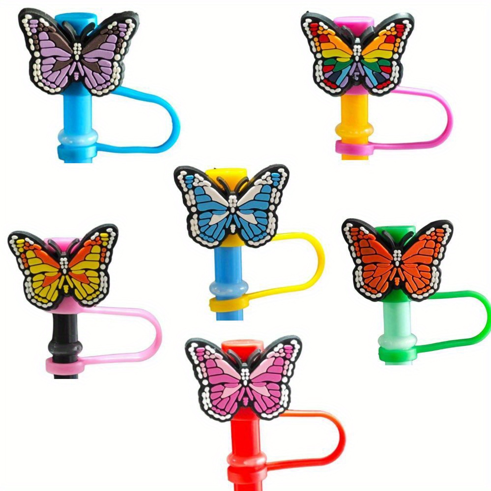 1PCS Butterfly straw cover colorful butterflies butterfly straw toppers  charms straw toppers for tumbers drink cover straw tip