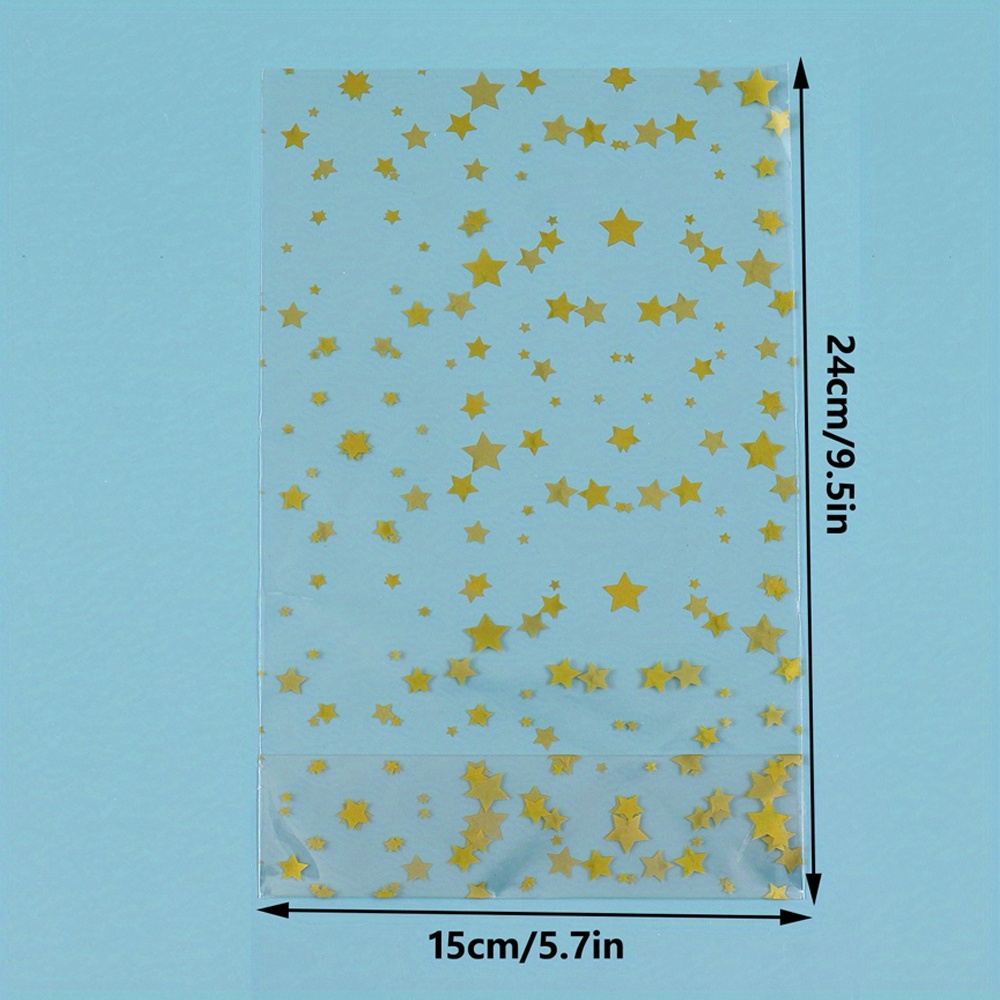 Image of Opp Material Printed Pattern Bottom Bag, Pack Of 50 With Golden Twist Ties, Suitable For Festival Gift Wrapping And Daily Small Gift Packaging