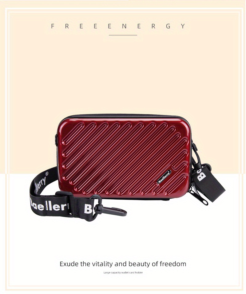 Mini Suitcase Crossbody Bag with Strap, Hard Shell Cosmetic Travel Case,  Hard Shell Cosmetic Bag,Mini Suitcase Purse