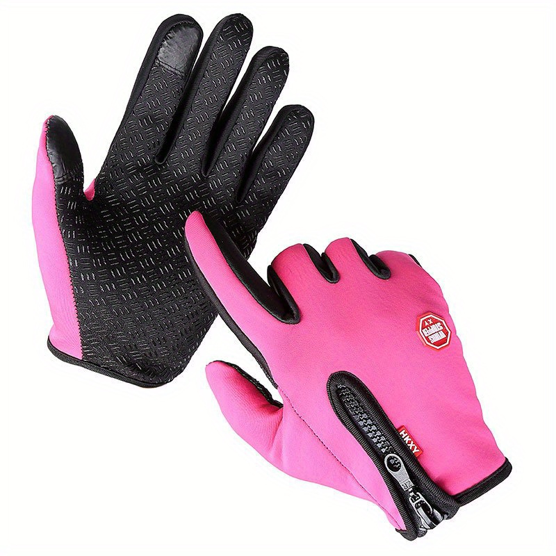 Winter Waterproof Warm Gloves Short Adjustable Zipper Touch - Temu Canada