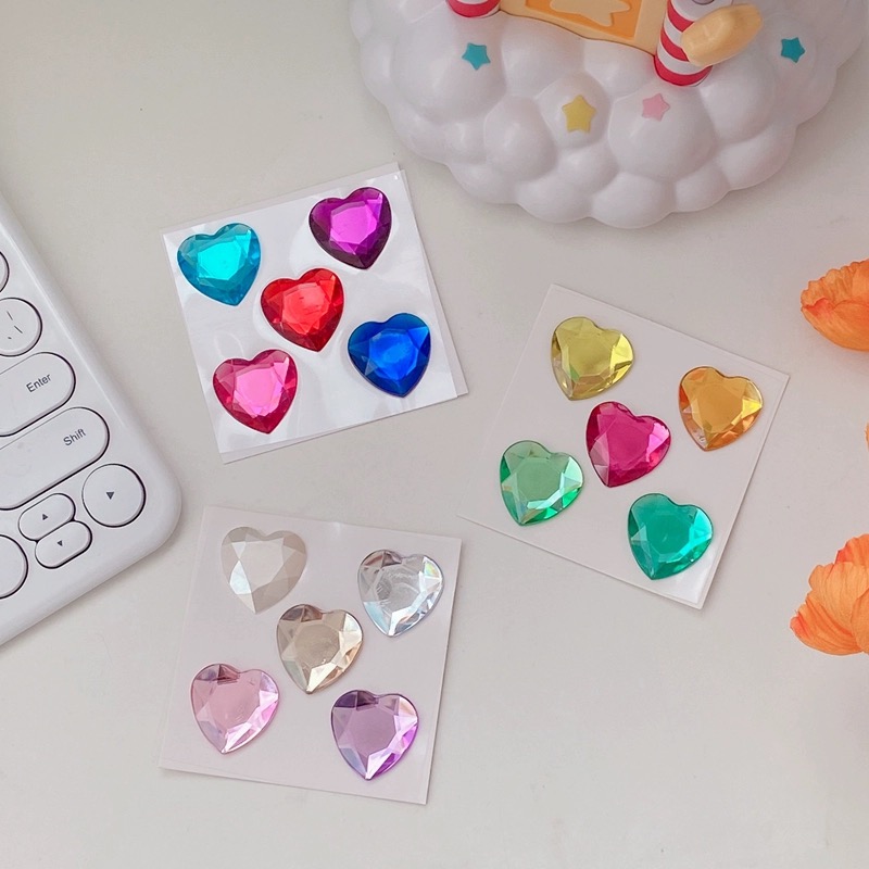 4 Colors Acrylic Heart Rhinestone Flatback Heart - Temu