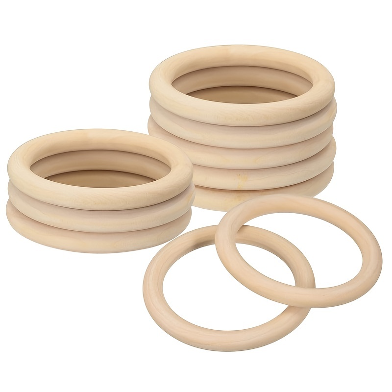 90 Pcs Wooden Rings, Natural Wooden Rings for Craft, Smooth