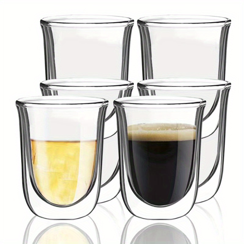 2 Pack Glass Espresso Mugs, Double Wall Thermo Insulated Glass Coffee Cups, Glass  Coffee Mugs Set (250ml/8.5oz)