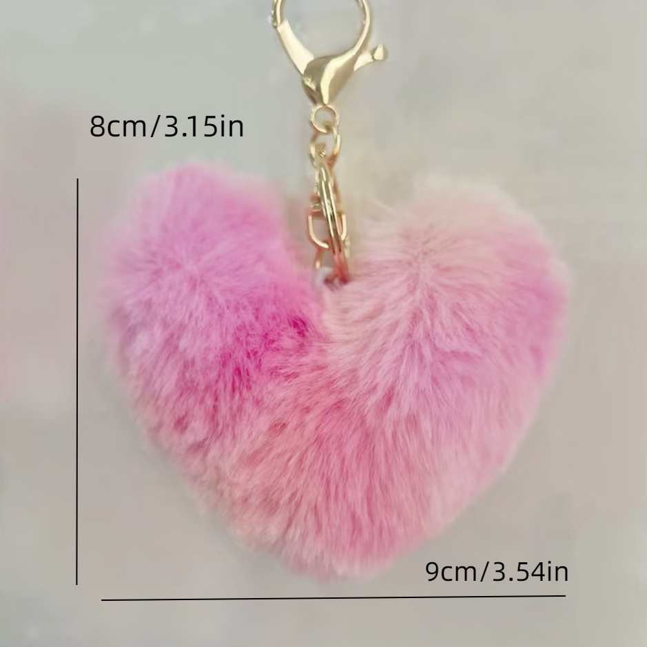 Pink Plush Heart Bag Charm & Key Chain