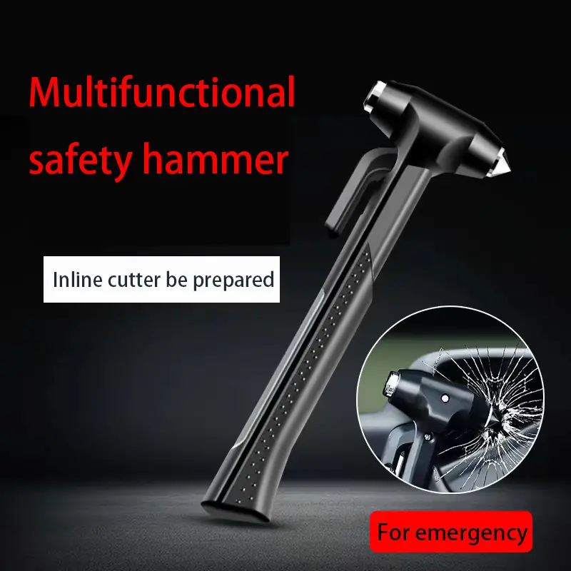 Car Glass Breaker Safety Hammer With Seat Belt Cutter, Long-handled  Emergency Escape Rescue Tool With Heavy Carbon Steel Point