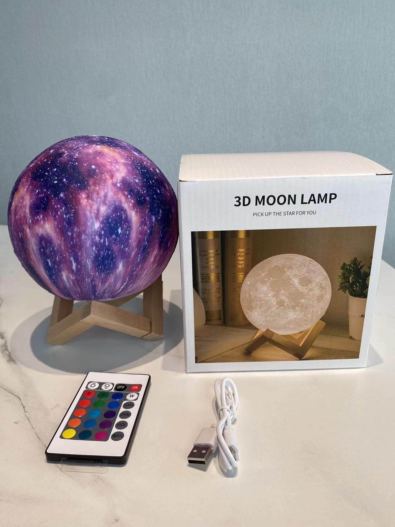 Moon Lamp 16 Colors Led 3d Moon Light Stand/remote Temu
