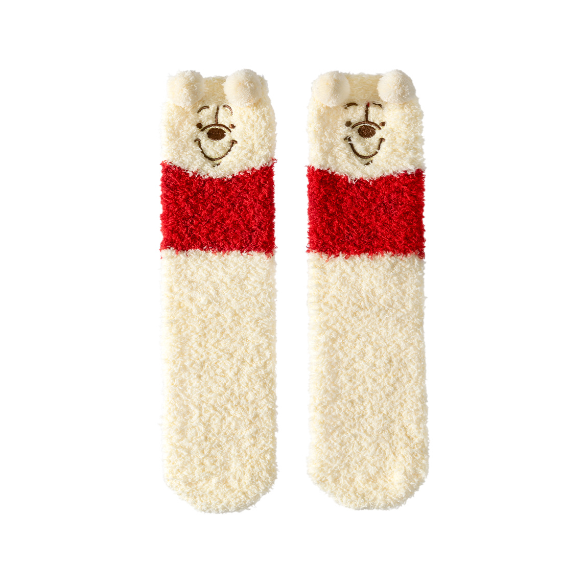 Teddy Bear Socks, Warm Cute Fuzzy Non Slip Animal Socks for Women