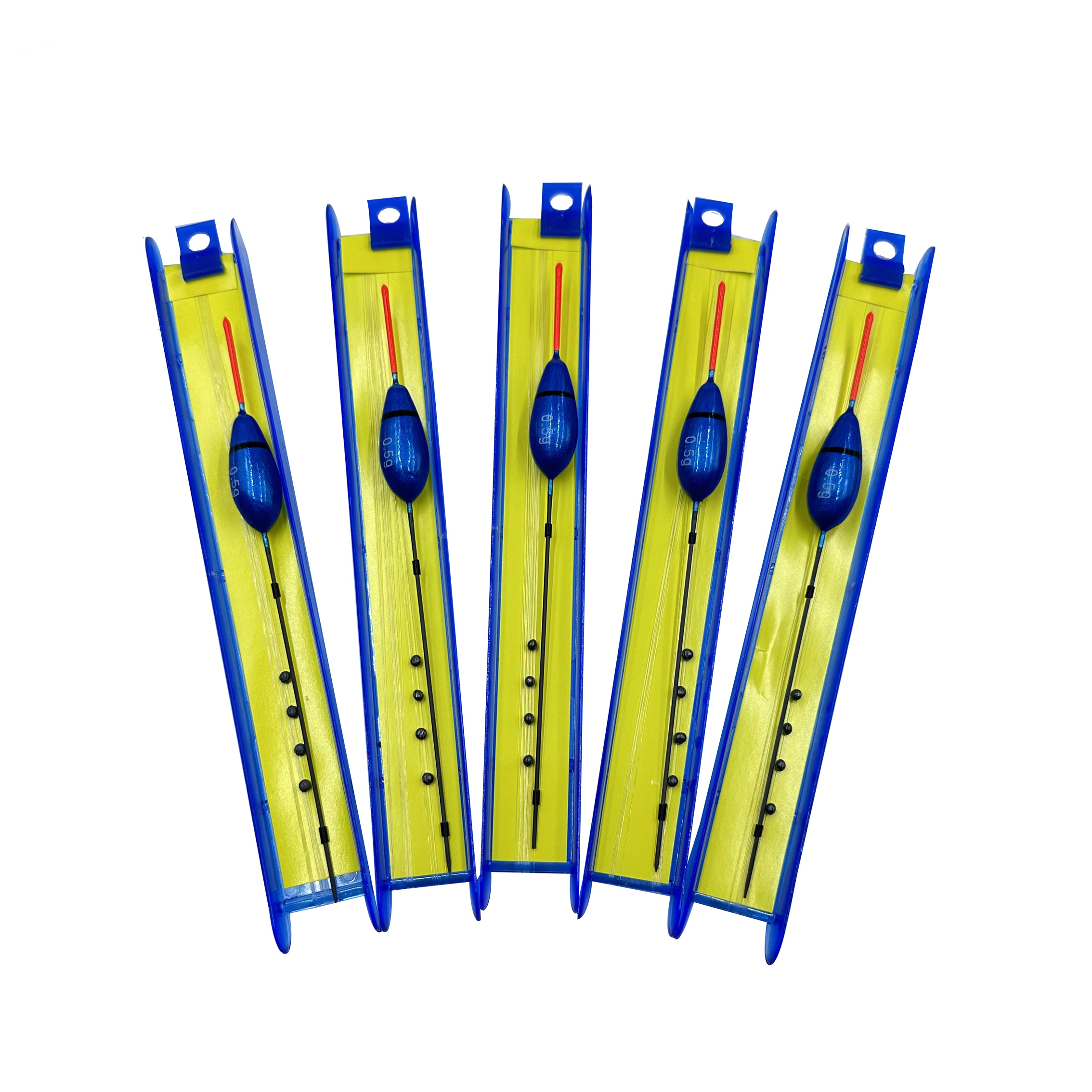 Image of 5pcs 0.5g/0.02oz Blue Vertical Fishing Floats, Wood Floating Bobbers, Fishing Rig Additions, Without Battery