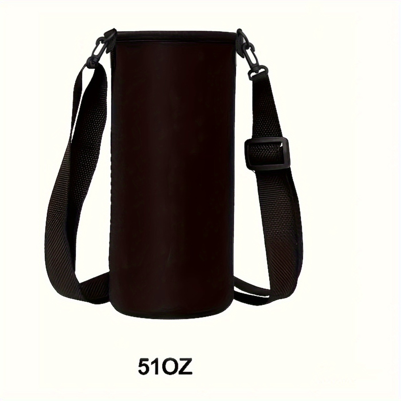 Leather water bottle holder with strap and glass bottle