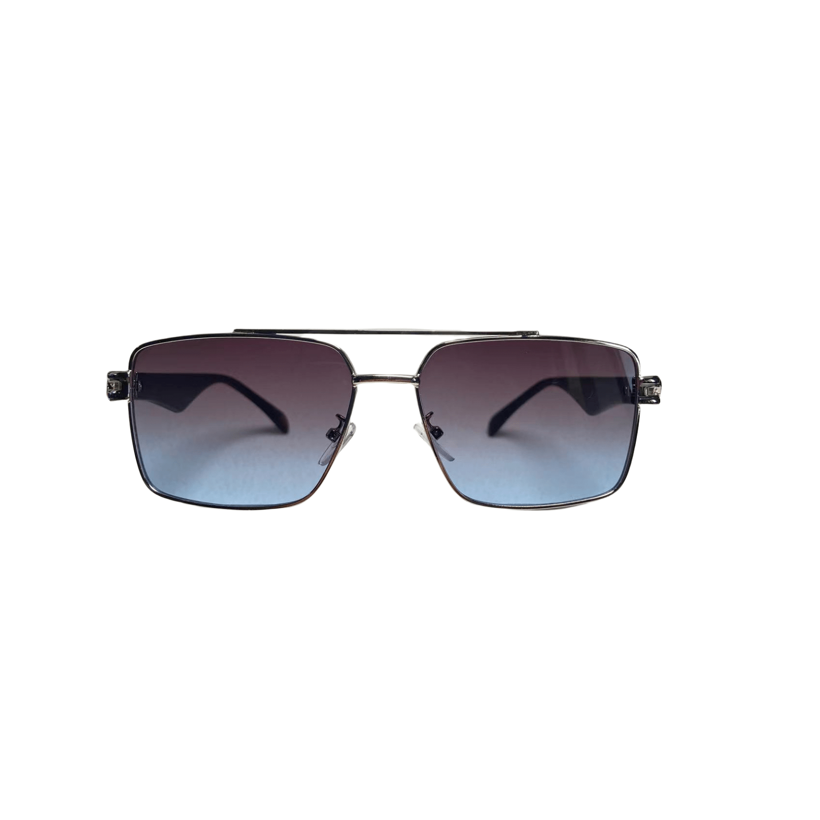 1pc Men's Classic Square Metal Sunglasses With Double Bridges