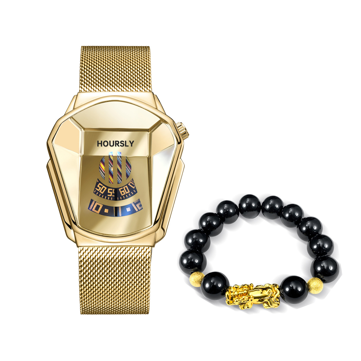 Reloj Acero Dorado Hombre Hoursly Watch