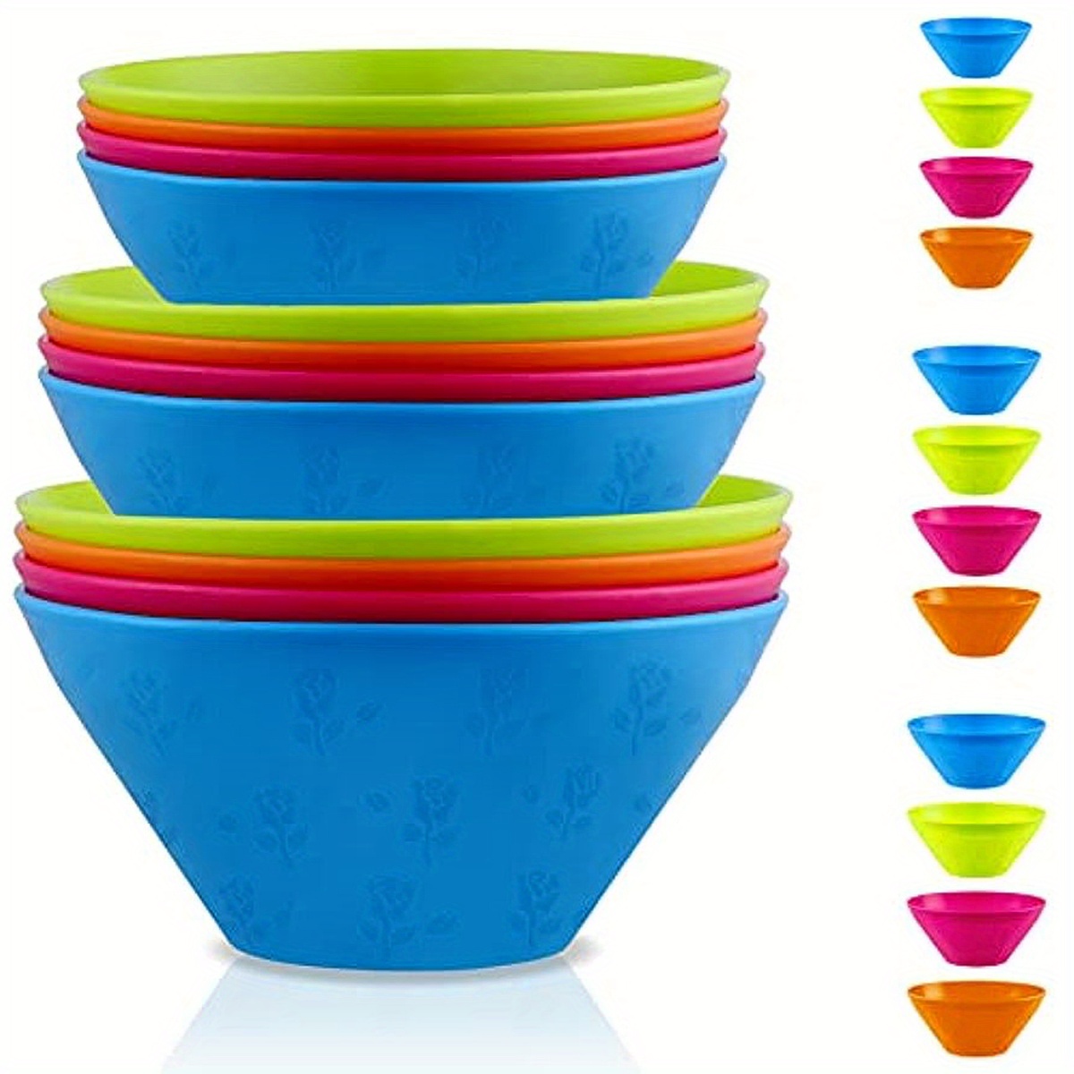 Plastic Bowls Set Of 5 Unbreakable Pasta Bowls Reusable Cereal