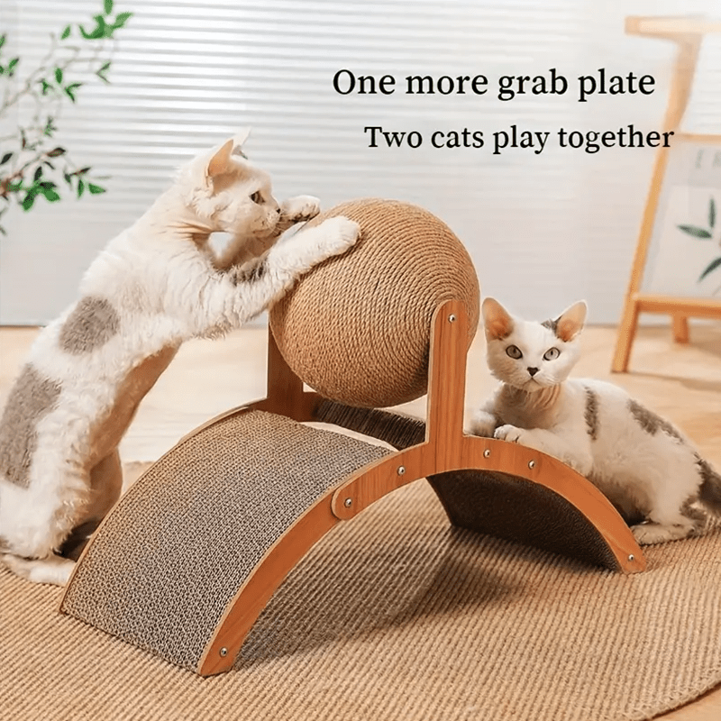 

Sisal Cat Scratcher With Ball - Durable Cardboard Pad, Interactive Claw Care Toy For Cats Cat Toys Cat Toys For Indoor Cats