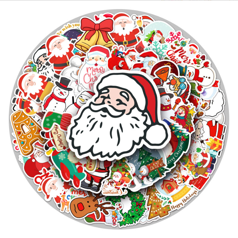 Christmas Stickers Creative Cartoon Santa Claus Stickers Diy - Temu