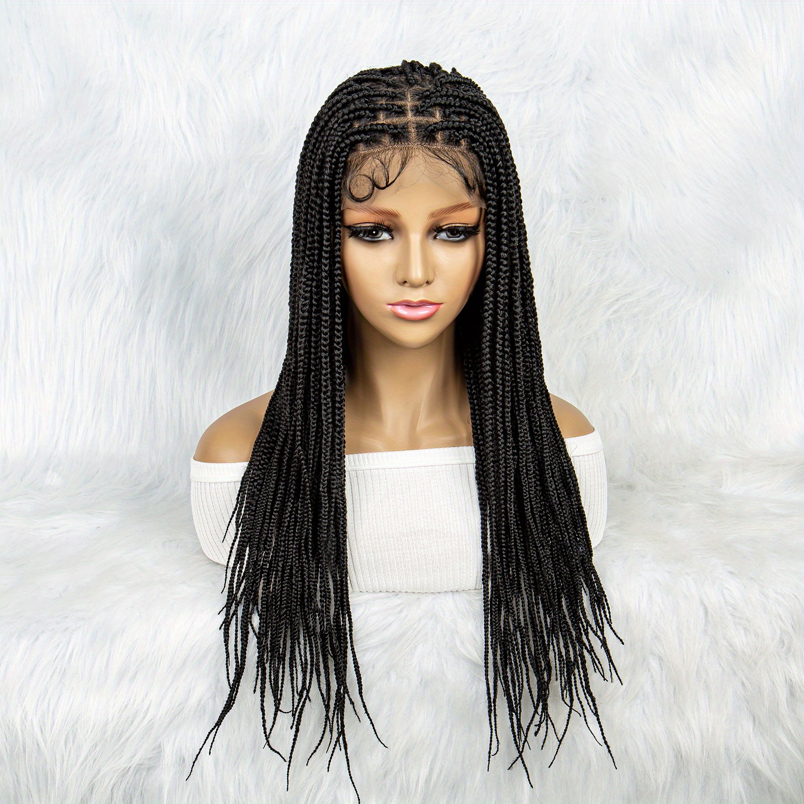 Full Lace Front Box Braided Wigs Black Women Cornrow Braids - Temu