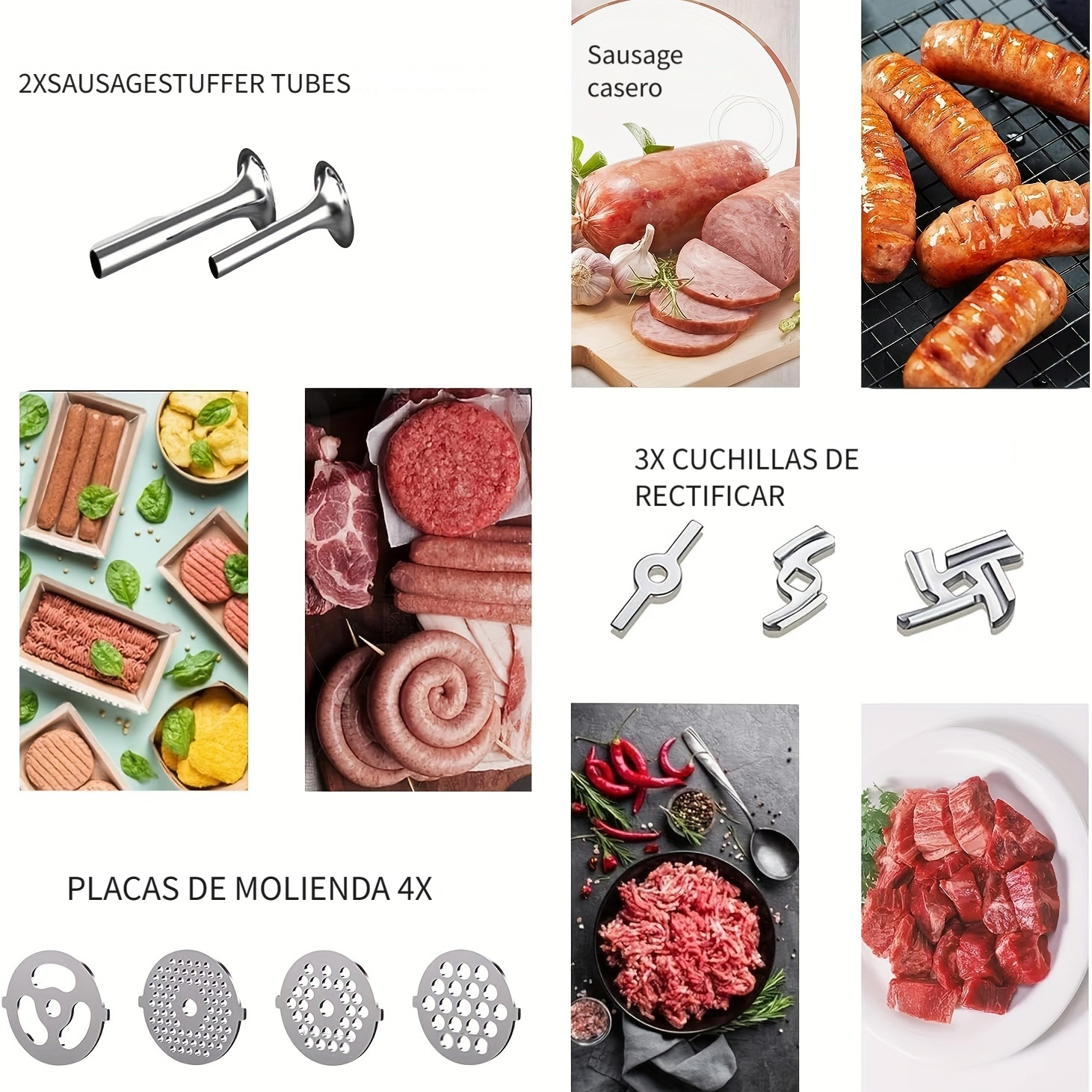 Accesorios metálicos para molinillo de alimentos para batidoras KitchenAid,  picadora de carne, relleno de salchichas, accesorio perfecto para