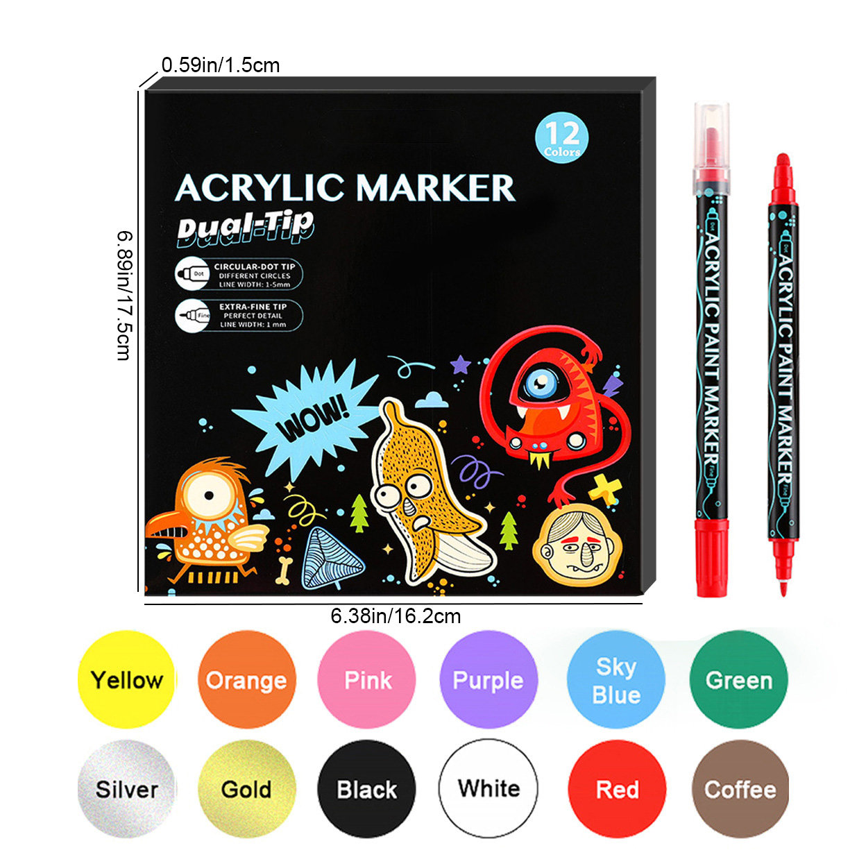 24 Colors Acrylic Paint Pens Fine Tip calligraphy Art - Temu