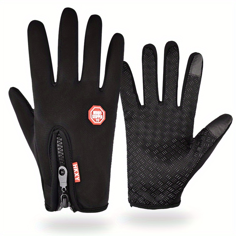 Winter Waterproof Warm Gloves Short Adjustable Zipper Touch - Temu Canada