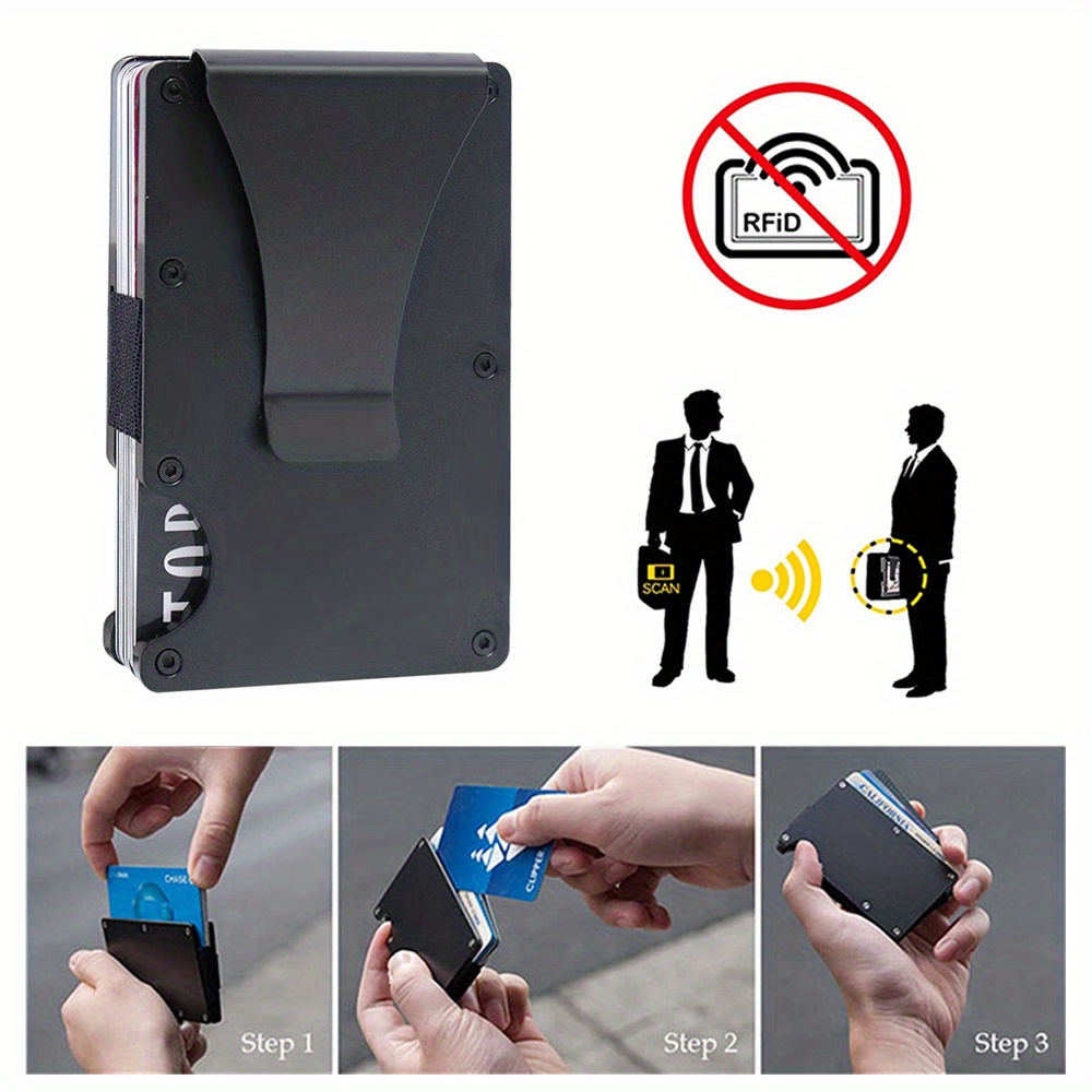 Nueva Funda Para Tarjeta De Crédito De Aluminio Creativa, Soporte De  Tarjeta De Banco Emergente Automático Rfid, Mini Billetera Inteligente De  Metal Para Mujeres Y Para Hombres Con Pegatina Trasera Elástica